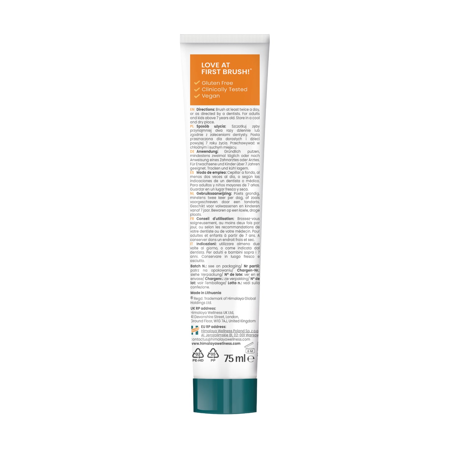Himalaya Botanique Whitening Antiplaque Toothpaste Curcuma + Coconut Oil 75 ml