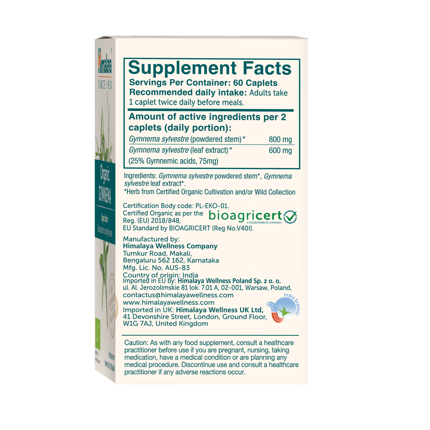 Himalaya Organic Gymnema 60 tablets